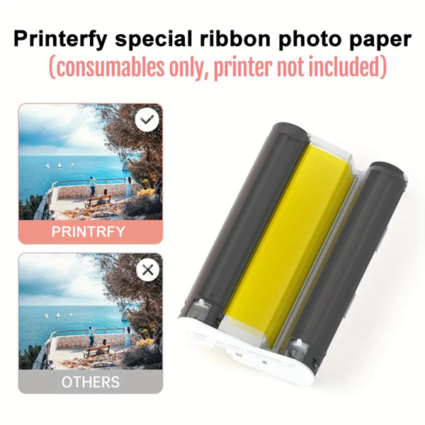 Photo Printer Refill Kit – Glossy Sheets + Color Ribbons (Ink-Free Printing)