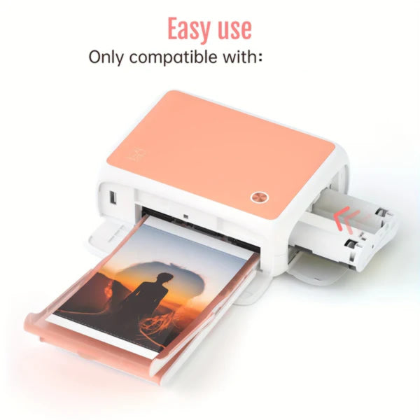 Photo Printer Refill Kit – Glossy Sheets + Color Ribbons (Ink-Free Printing)
