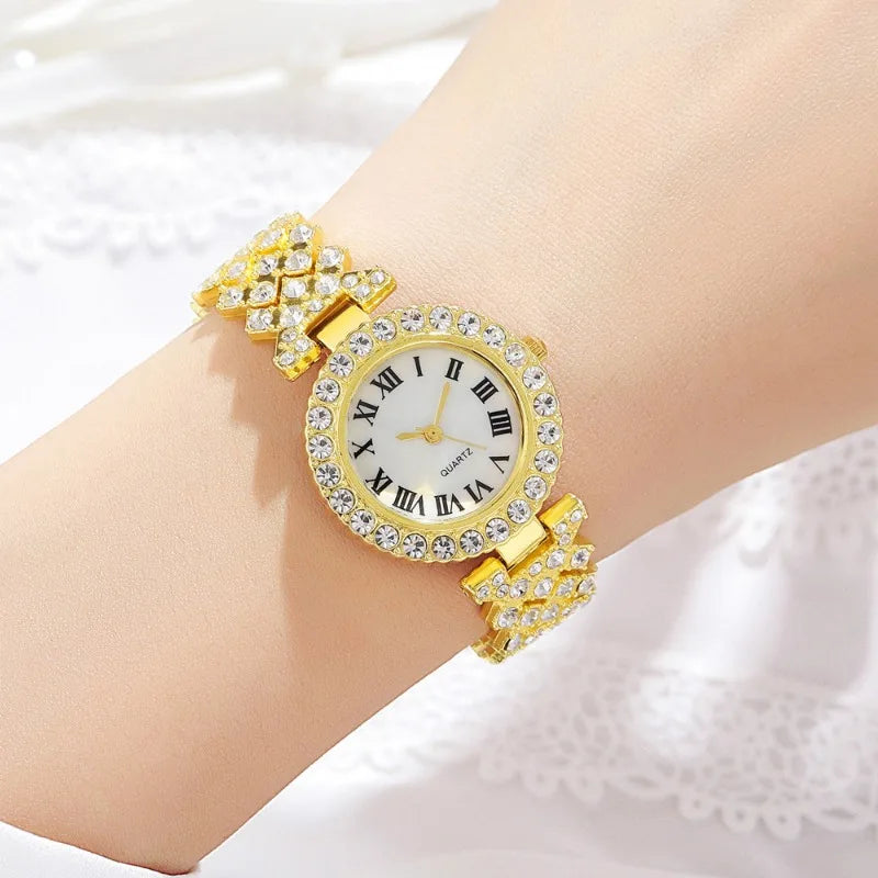 5-Piece Crystal Luxury Watch & Jewelry Set for Women without presentation box - LoveInTheBox