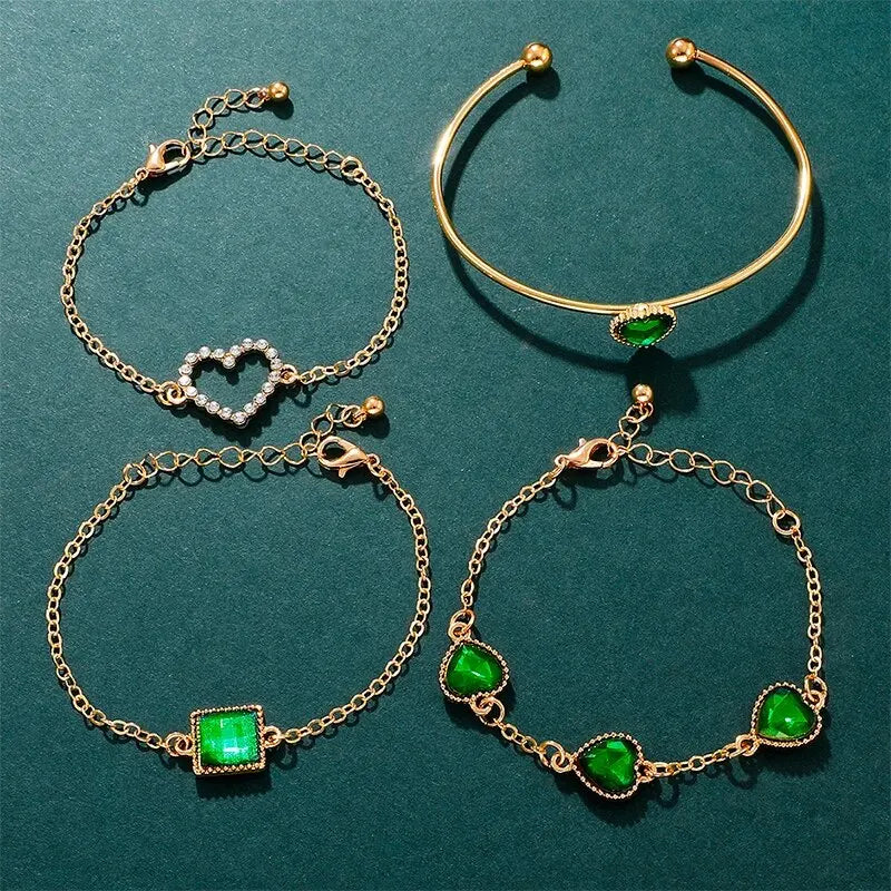 5-Piece Luxury Quartz Watch & Jewelry Set "Lady Emerald" - LoveInTheBox