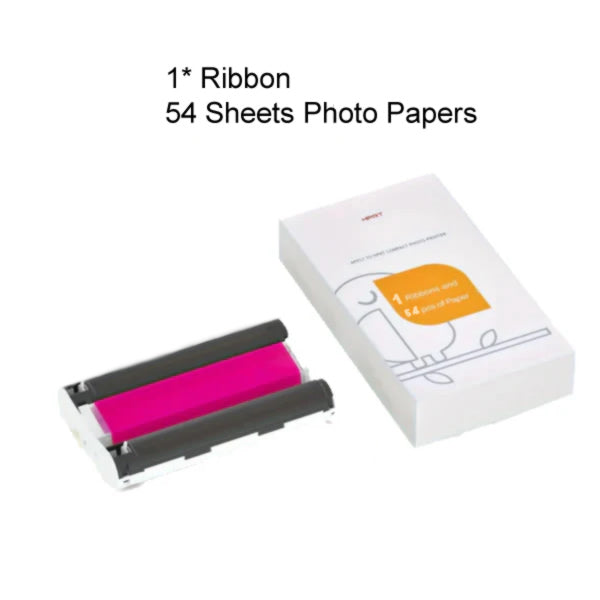 Photo Printer Refill Kit – Glossy Sheets + Color Ribbons (Ink-Free Printing)