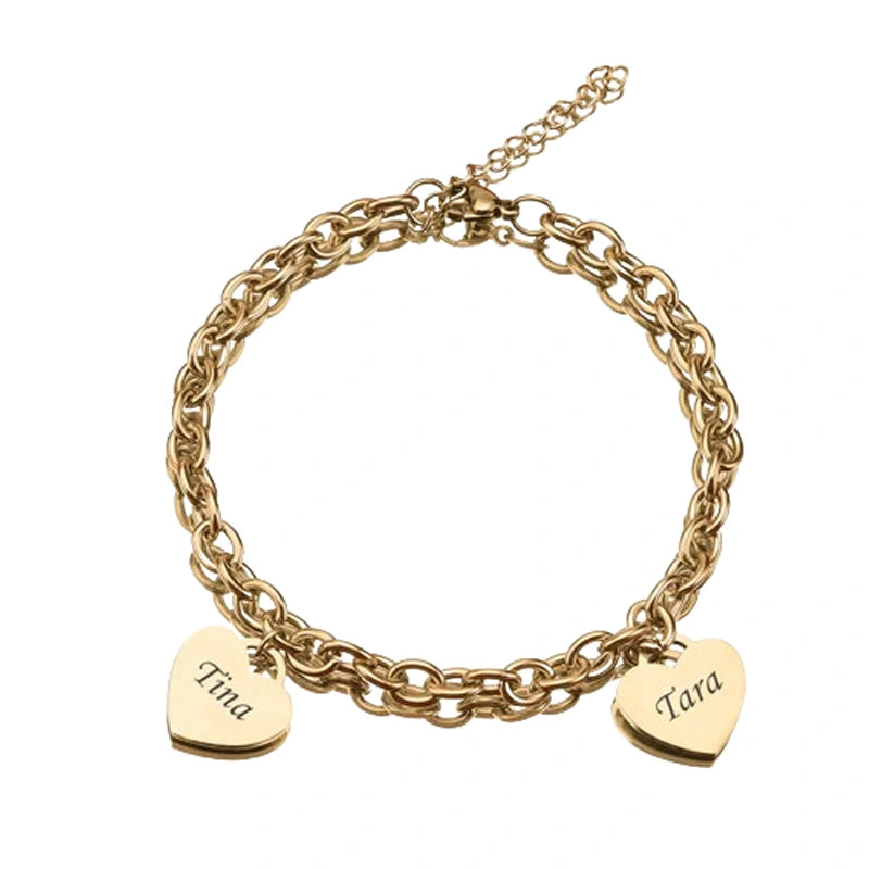Personalized Heart Engraved Bracelet - With 1-5 Charms - LoveInTheBox