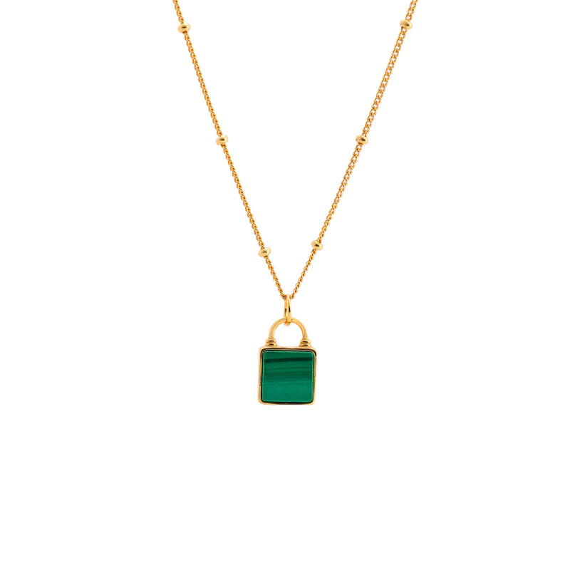 Malachite Lock Pendant Necklace - LoveInTheBox