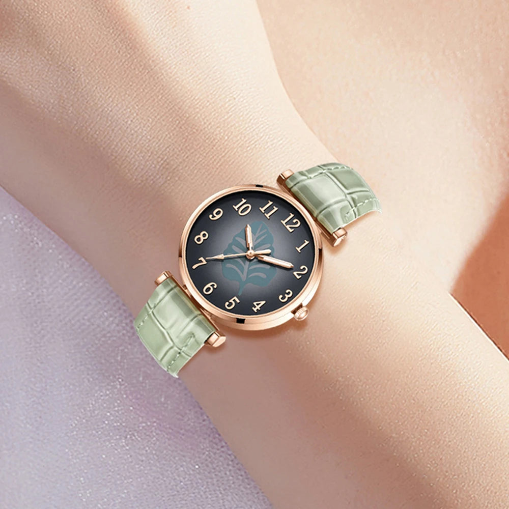 5-Piece Green Elegance Jewelry & Watch Set