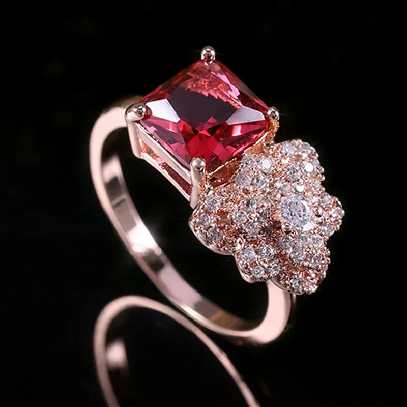 Elegant Red Corundum Statement Ring: Luxury Party Jewelry