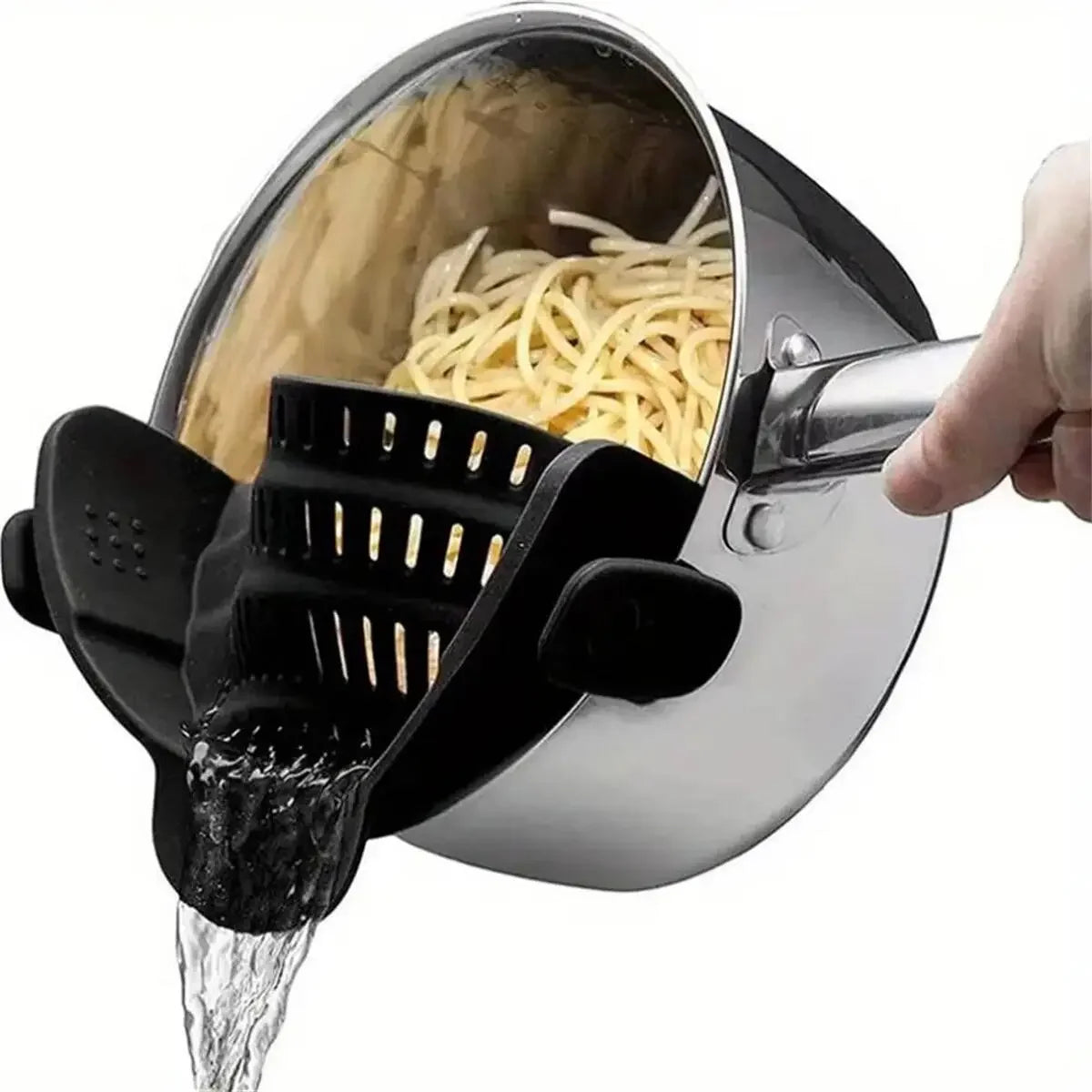 1PC Adjustable Silicone Clip on Strainer for Pots, Pot Strainer, Kitchen Pot Strainer Handheld Drainer for Noodles Pasta