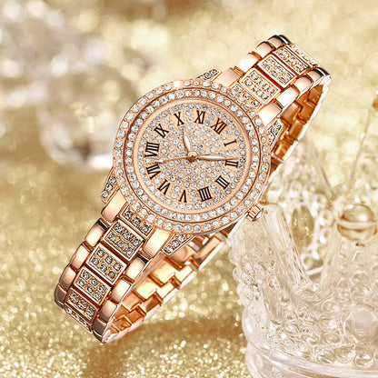 5-Piece Crystal Luxury Watch & Jewelry Set for Women without presentation box - LoveInTheBox