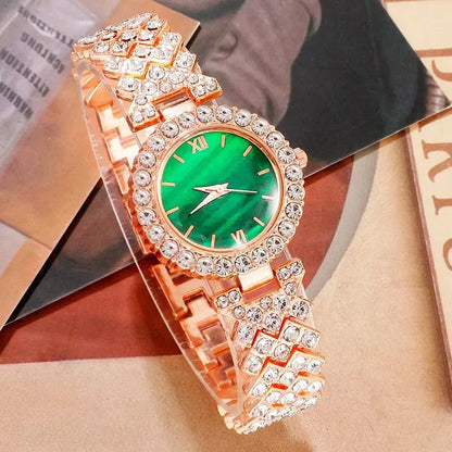 5-Piece Luxury Quartz Watch & Jewelry Set "Lady Emerald" - LoveInTheBox