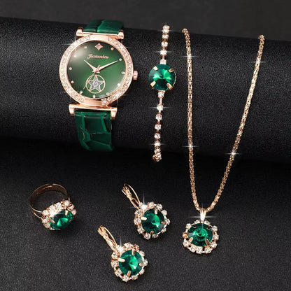 6-Piece Luxury Quartz Watch & Jewelry Set 'Magic Women' – with Elegant Gift Presentation Box