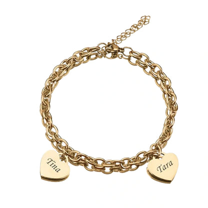 Personalized Heart Engraved Bracelet - With 1-5 Charms - LoveInTheBox