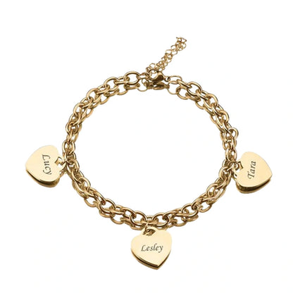 Personalized Heart Engraved Bracelet - With 1-5 Charms - LoveInTheBox
