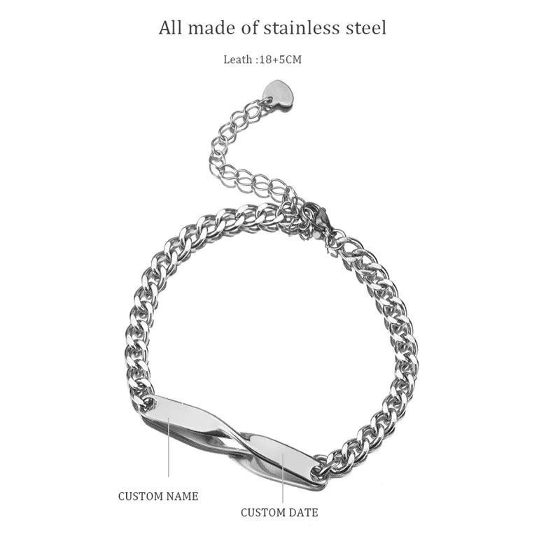 Infinity Engraved Bracelet Set - LoveInTheBox