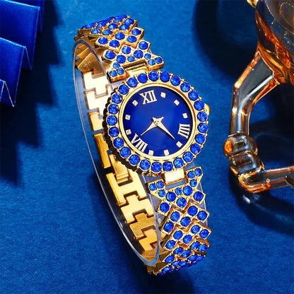 Royal Blue Heart Jewelry Set / Quartz Watch – Luxury Rhinestone Design - LoveInTheBox