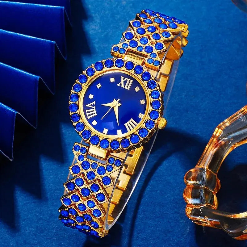 Royal Blue Heart Jewelry Set / Quartz Watch – Luxury Rhinestone Design - LoveInTheBox