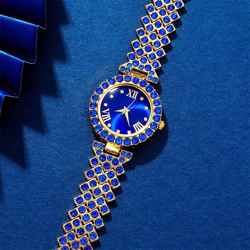 Royal Blue Heart Jewelry Set / Quartz Watch – Luxury Rhinestone Design - LoveInTheBox