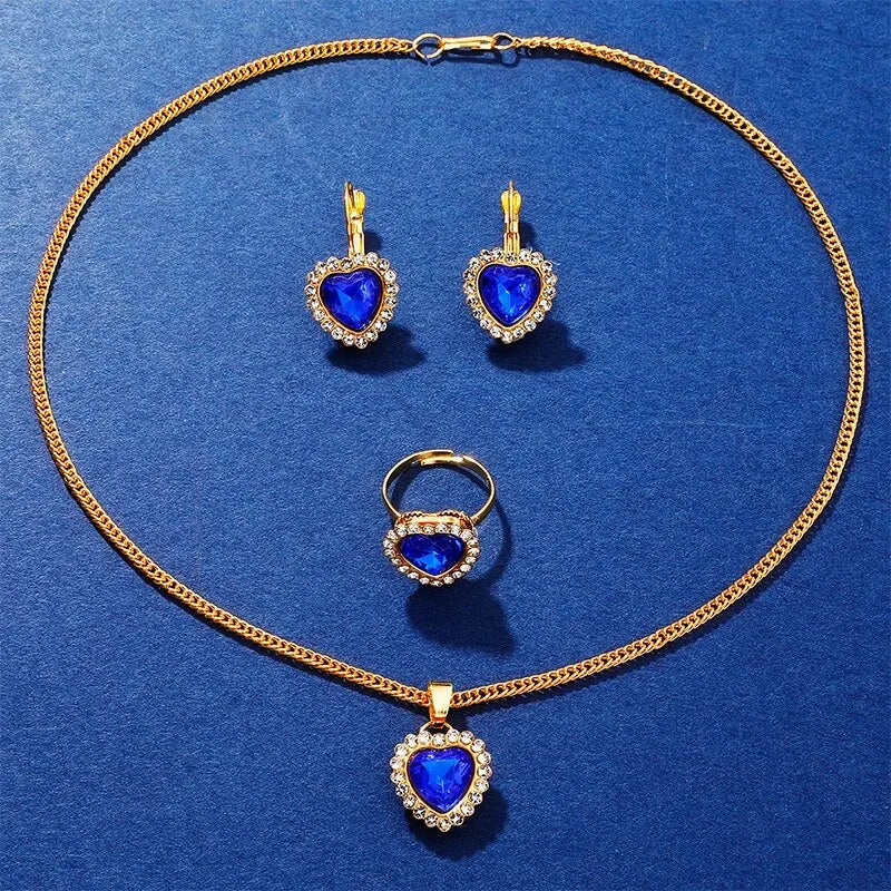 Royal Blue Heart Jewelry Set / Quartz Watch – Luxury Rhinestone Design - LoveInTheBox