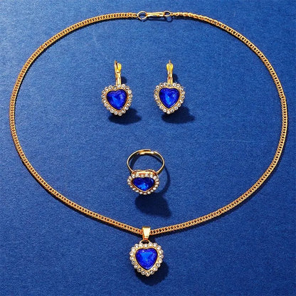 Royal Blue Heart Jewelry Set / Quartz Watch – Luxury Rhinestone Design - LoveInTheBox
