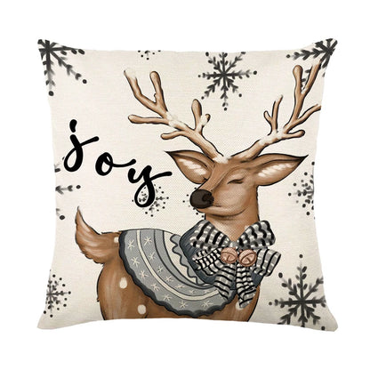 Festive Linen Christmas Pillow Cover – Cozy Holiday Cushion Covers (45x45cm), Multiple Designs Available