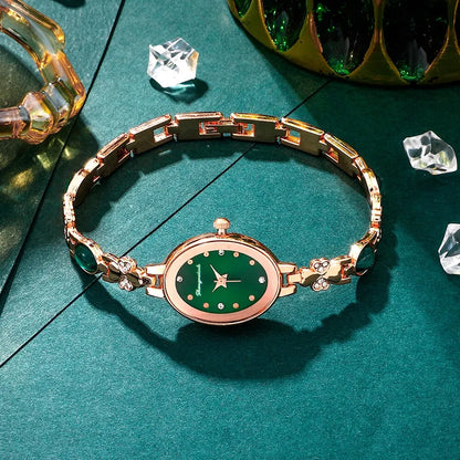 Emerald Radiance Collection 2025: Elegant 5-Piece Jewelry & Watch Set in Luxe Green