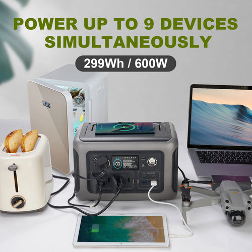 Portable Power Station - 600W Output, Solar-Ready & LiFePO4 Battery