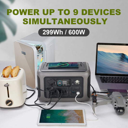 Portable Power Station - 600W Output, Solar-Ready & LiFePO4 Battery