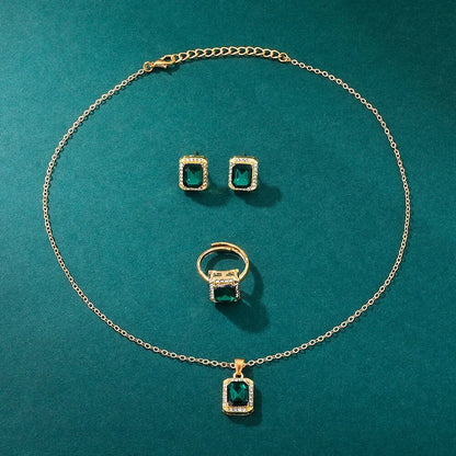 Emerald Radiance Collection 2025: Elegant 5-Piece Jewelry & Watch Set in Luxe Green