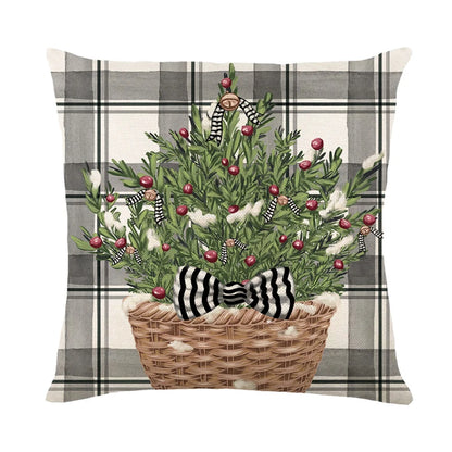 Festive Linen Christmas Pillow Cover – Cozy Holiday Cushion Covers (45x45cm), Multiple Designs Available