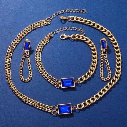 The Royal Blue Collection: Elegant Jewelry & Watch Set for Women