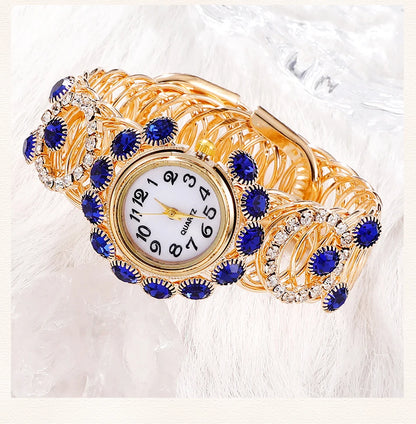 Sapphire Radiance: 6-Piece Jewelry & Watch Set in Royal Blue & Gold