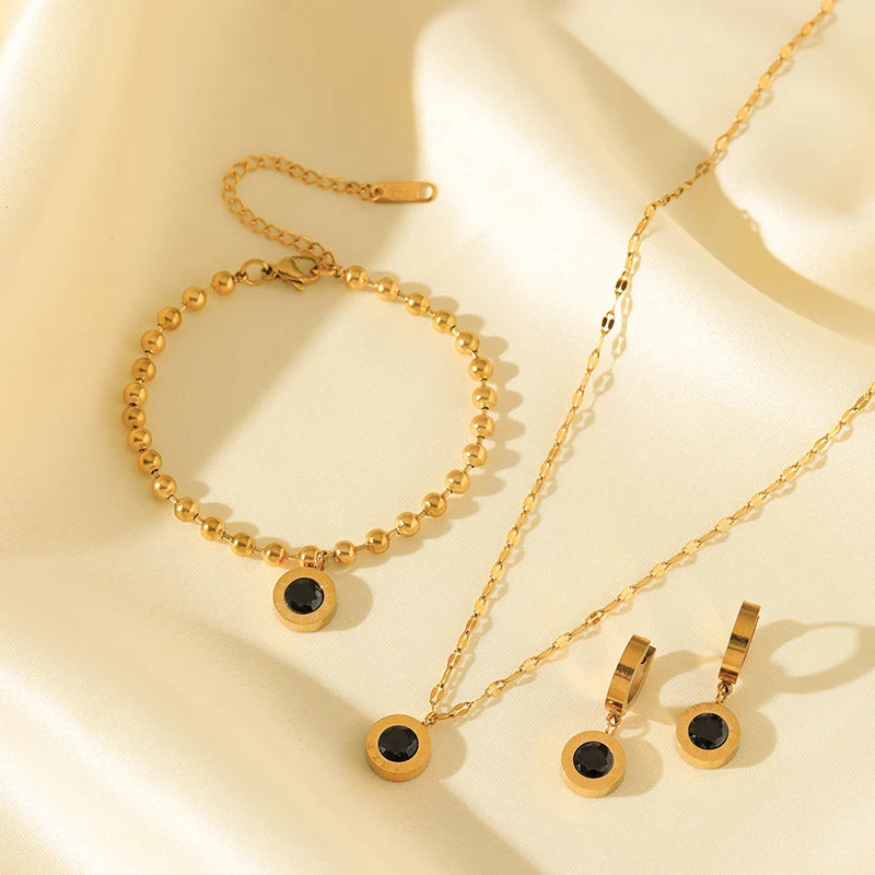 Roman Numeral Stainless Steel Jewelry Set: Elegant, Timeless, & Waterproof