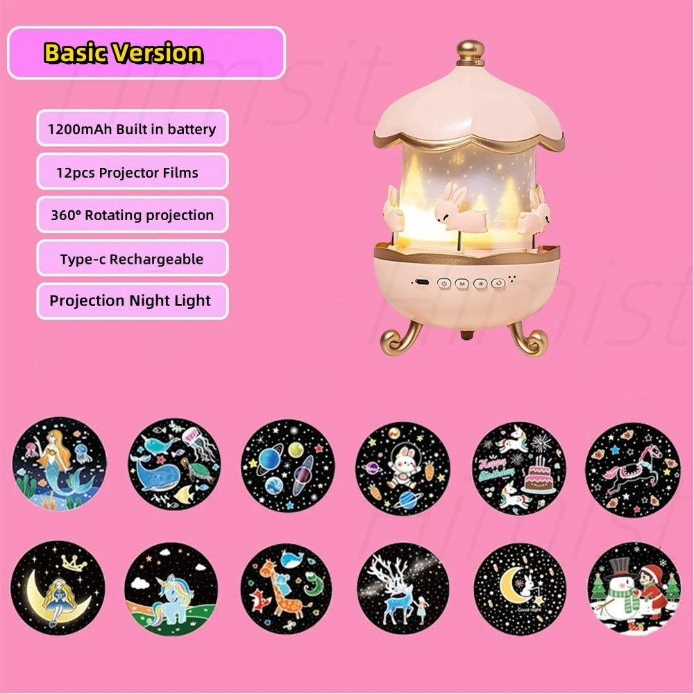 Enchanted Bunny Projection Bluetooth Lamp – Musical Night Light & Starry Sky Projector