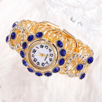 Sapphire Radiance: 6-Piece Jewelry & Watch Set in Royal Blue & Gold