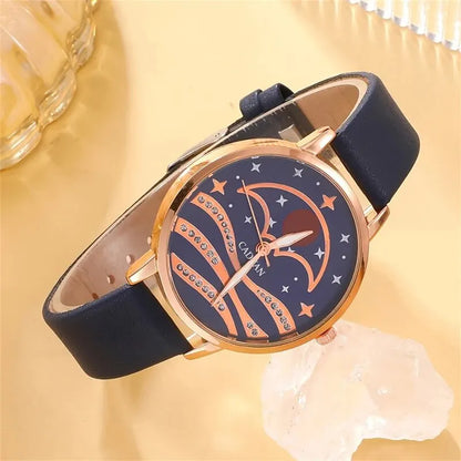 Celestial Blue Collection: 5-Piece Moonlight Jewelry & Watch Set with Sapphire Accents