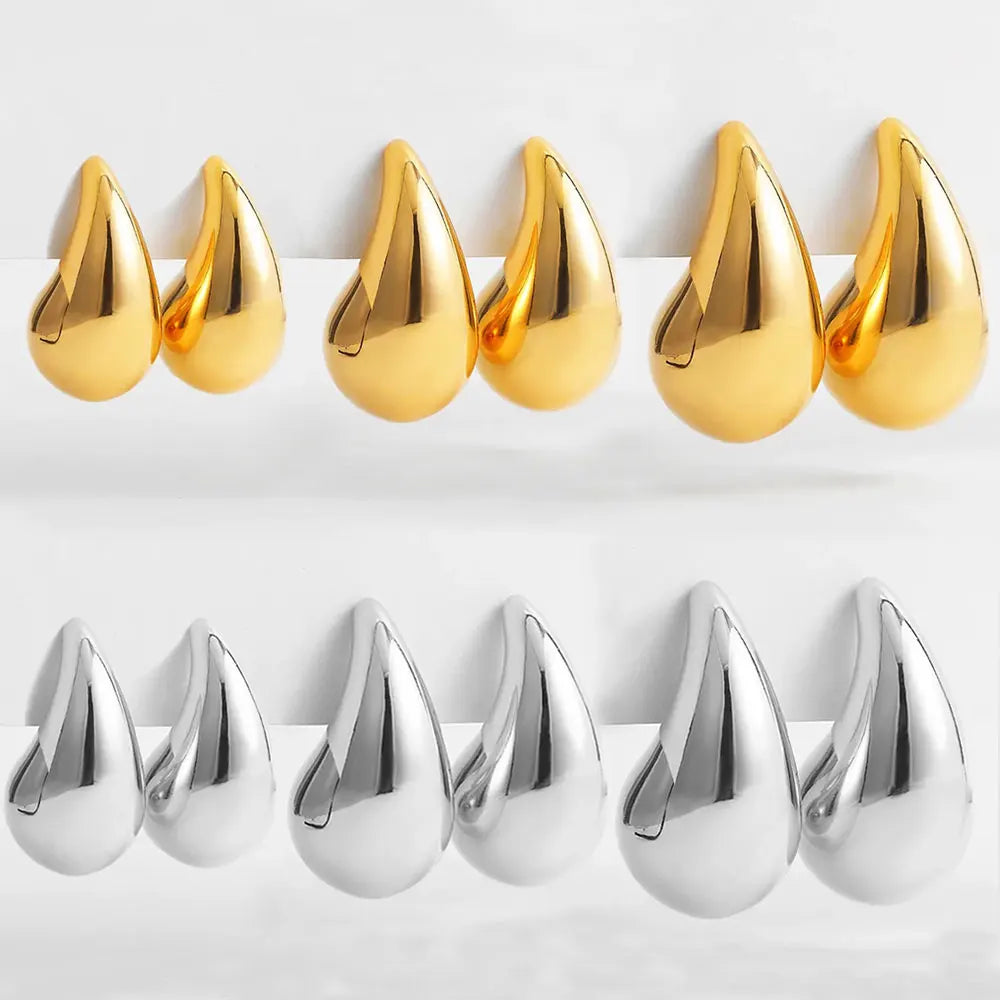 Waterdrop Earrings & Necklace Set: Minimalist Elegance in Gold or Silver