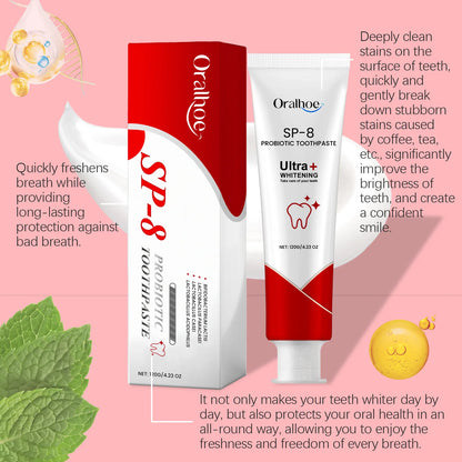 Probiotic Whitening Toothpaste SP-8/SP8 – Plaque Remover & Fresh Breath Formula (120g)