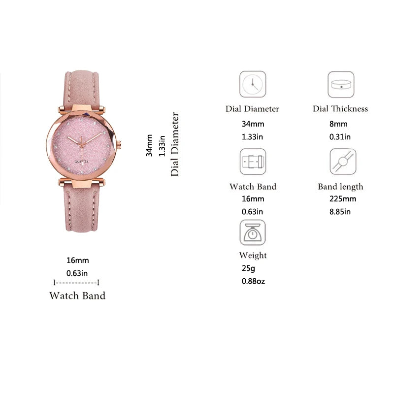 Rose & Purple Elegance: 5-Piece Luxury Watch & Jewelry Gift Set