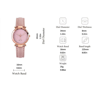 Rose & Purple Elegance: 5-Piece Luxury Watch & Jewelry Gift Set