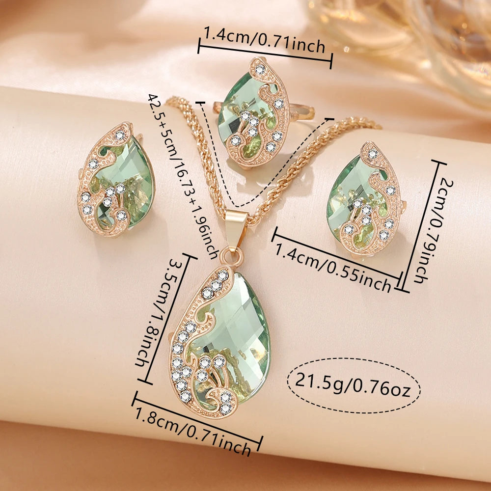 5-Piece Green Elegance Jewelry & Watch Set