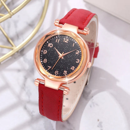 Cherry Blossom Jewelry Set: Elegant Women's Watch & Accessories