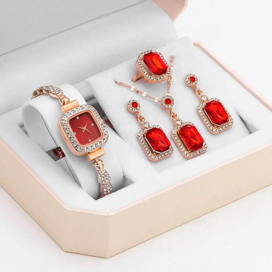 5-Piece Luxury Jewelry & Watch Set: Elegance for Every Occasion