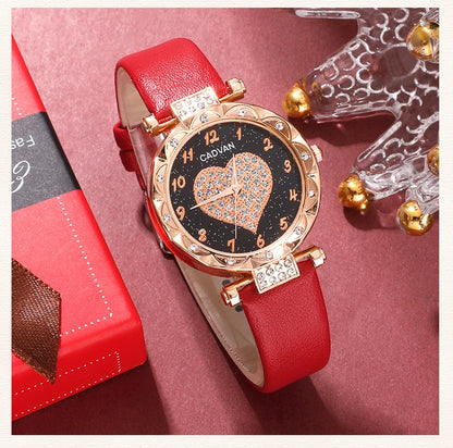 Heart Luxe Collection: Romantic 5-Piece Jewelry & Watch Set in Radiant Red