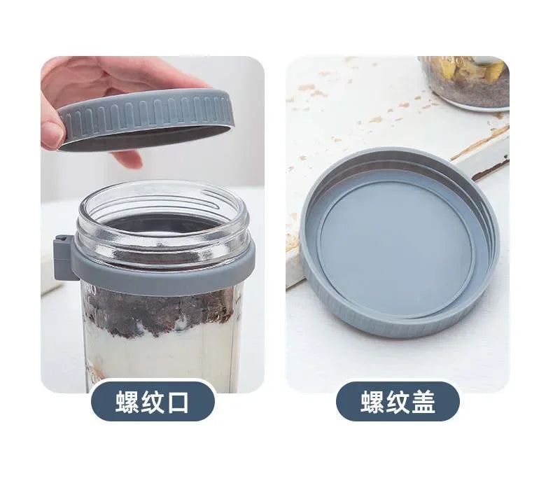 Portable Overnight Oat Jar – Leak-Proof Glass Cup for Breakfast, Yogurt & Meal Prep