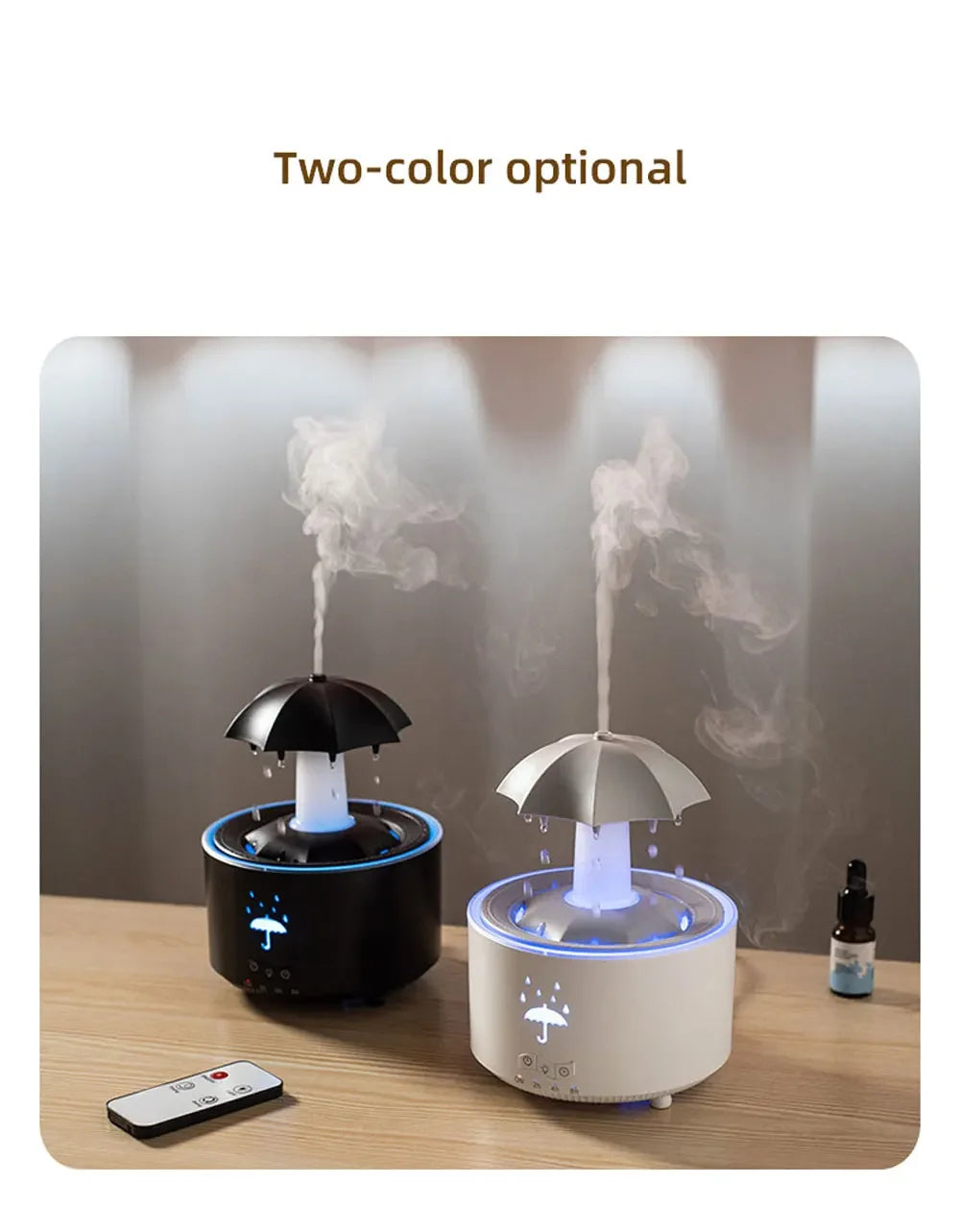 Raindrop Ultrasonic Humidifier with Rotating LED Lights