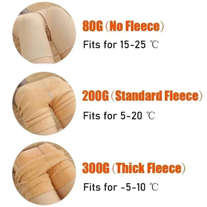High-Waisted Fleece-Lined Thermal Sheer-Look Leggings