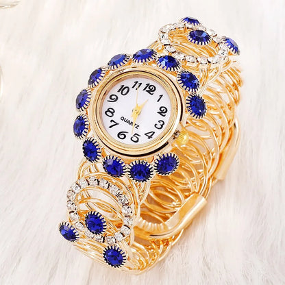 Sapphire Radiance: 6-Piece Jewelry & Watch Set in Royal Blue & Gold