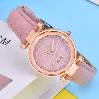 Rose & Purple Elegance: 5-Piece Luxury Watch & Jewelry Gift Set