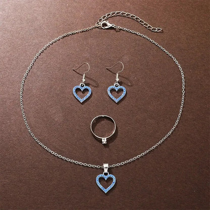 Sparkling Elevated Sapphire Heart Collection: Blue Crystal Watch & Jewelry Set
