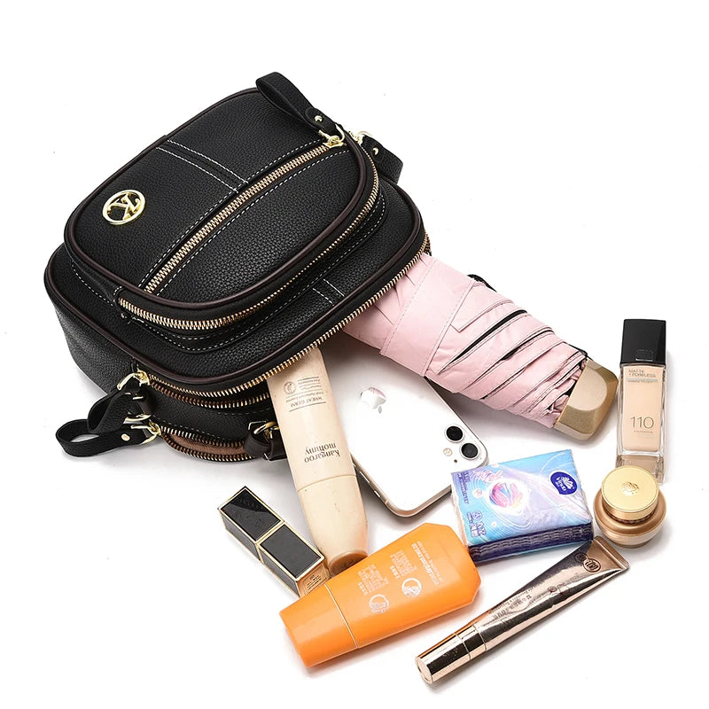 Elegant Multi-Compartment Mini Crossbody Bag for Women