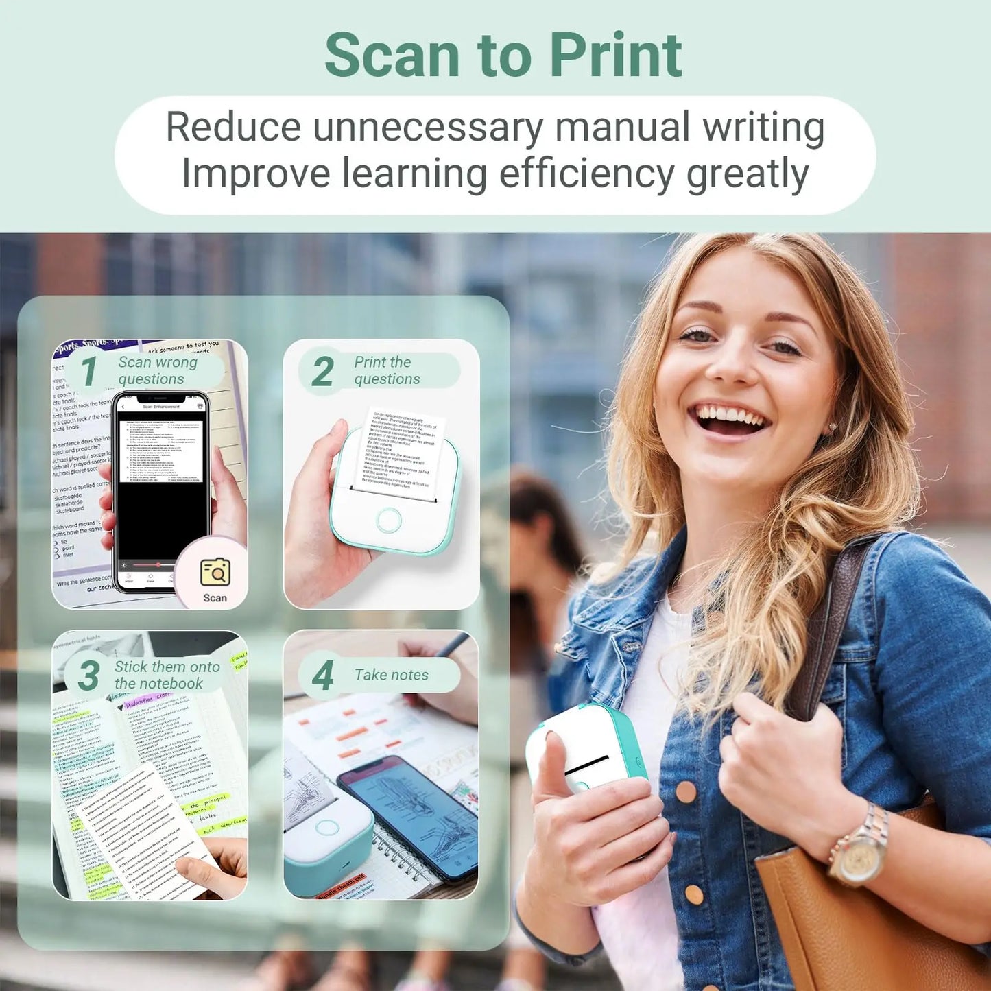 Wall-Y Inkless Bluetooth Pocket Printer – Mini Sticker & Notes Printer