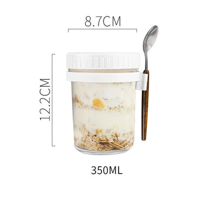 Portable Overnight Oat Jar – Leak-Proof Glass Cup for Breakfast, Yogurt & Meal Prep